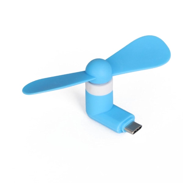 Mini Udendørs Ventilator Bærbar Usb Type C Port Køleventilator Til Android Telefon Tablet Blue