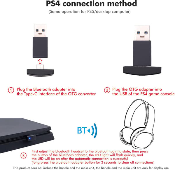 Adapter - Bluetooth 5.0 Audio Modtager Til Ps4 /Ps5 Spilhovedtelefoner