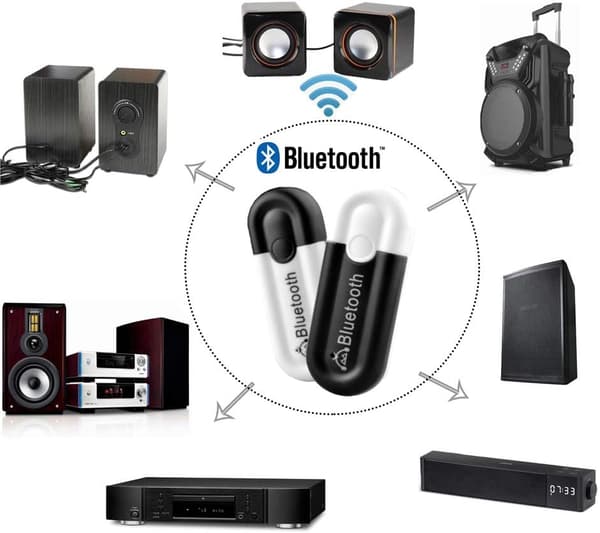 Bluetooth-mottaker 3.5 mm trådløs stereolydmottaker (svart)