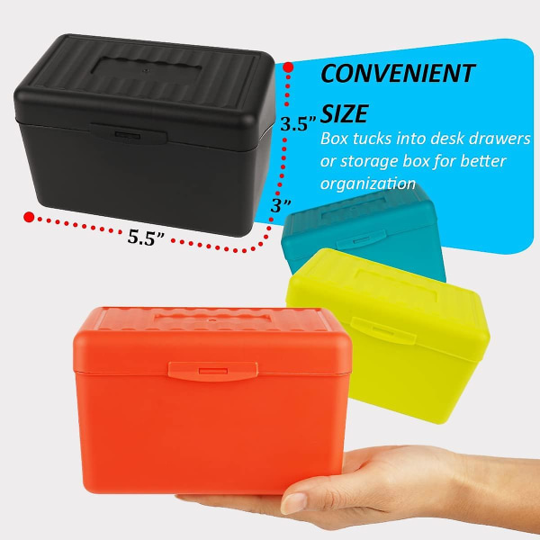 Kortholder 3x5, Indeks Card Box Organizer Case, 3x5 Flash Note Card Holder, 300 Card Capacity Box, 3 pakker (rød/grøn/gul)