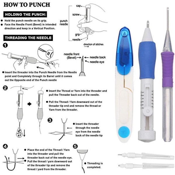 Kirjontakynä Punch Needle -setti ompeluun, neulomiseen ja tee-se-itse-projekteihin