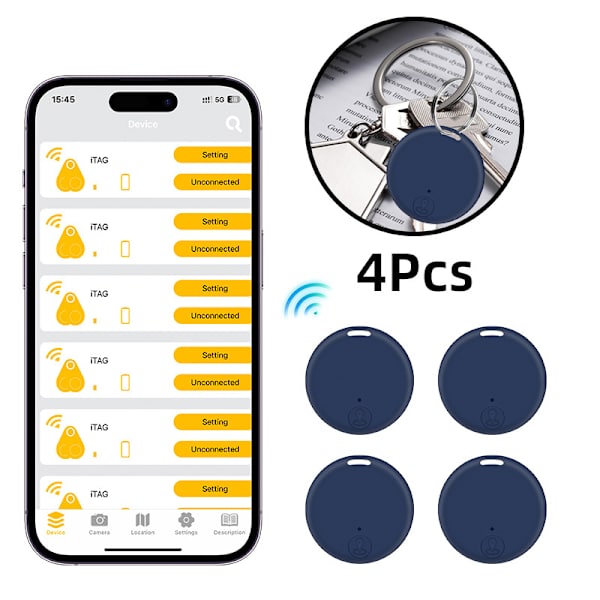 Anti-tapps-enhet Smart alarmposisjonering 5.0 Bluetooth mørkeblå