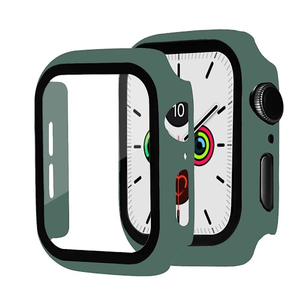 Glas+cover til Apple Watch Case 44mm 40mm Iwatch 42mm 38mm Skærmbeskytter+bumper Tilbehør til Applewatch Series 5 4 3 Se 6 38mm series 321 Pine green