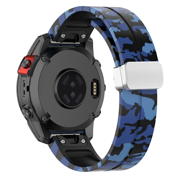 Camouflage Sølv Spænde 20mm Sports Urrem Til Garmin Fenix 7S/6S Pro / 5S Plus/Instinct 2S Camo Blue