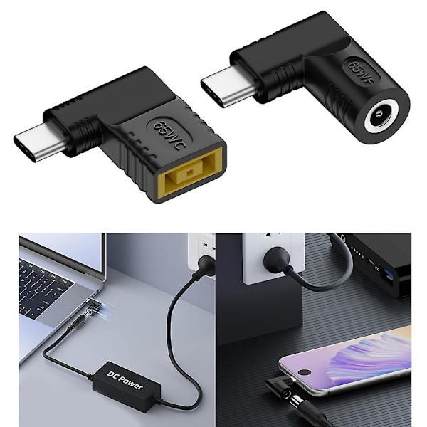 Type-c DC-strømstik-stik Type-c han til DC-hun-adapterkonverter Square