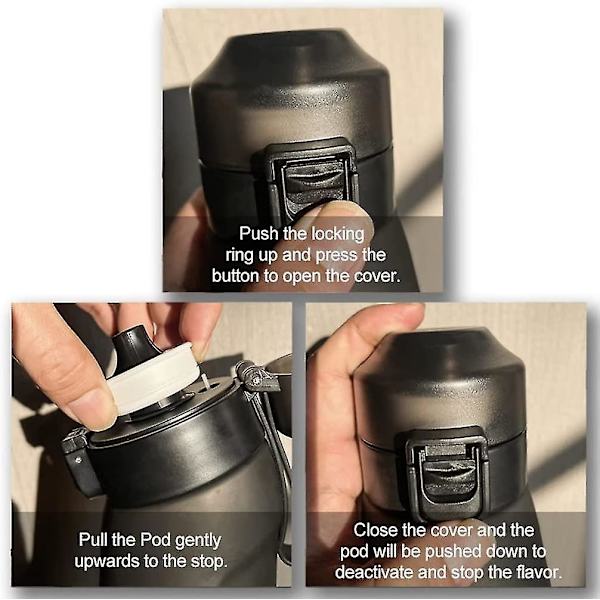 Fruktdoft luktande vattenflaska med sugrör, BPA-fri och läcksäker gymflaska idealisk för fitness och utomhus(650 ml) Black 650ml