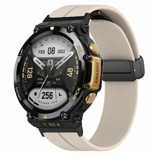 Silikone urrem magnetisk folde spænde håndledsrem til Huami Amazfit T-rex 2 Retro White
