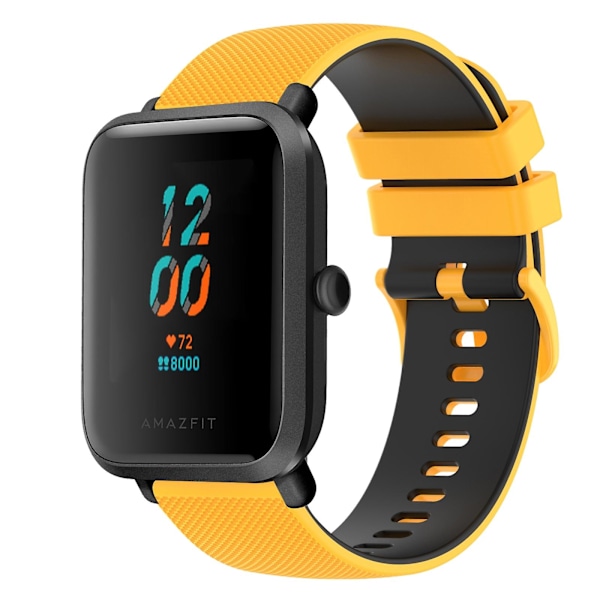 To-farget silikonklokkebånd for Amazfit BIP U Yellow Black