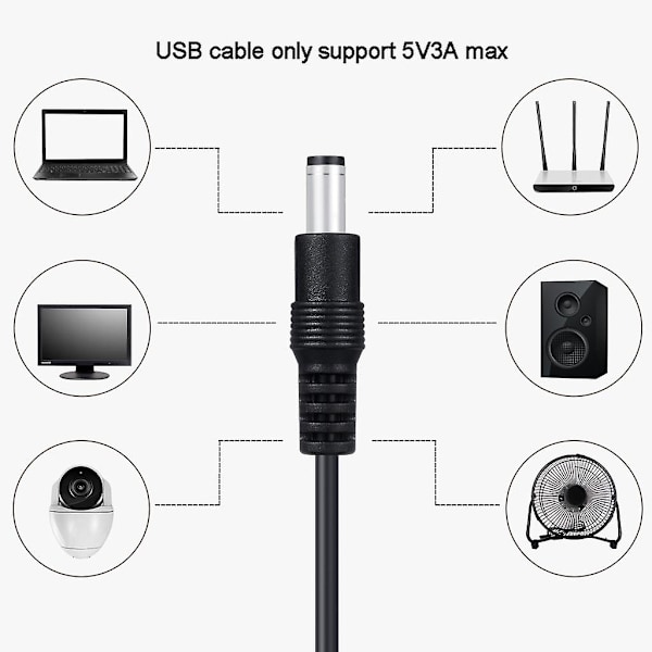 11 i 1 5v USB till 5.5x2.1mm 3.5mm 4.0mm 4.8mm 6.4mm 5.5x2.5mm Typ C Micro USB