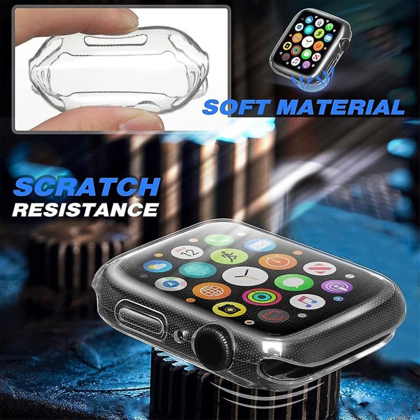 Skærmbeskytter til Apple Watch Case 45 mm 41 mm 44 mm 40 mm 42 mm Tilbehør All-around Tpu Bumper Cover Series 7 8 4 6 Se 5 3 40MM Series 456 SE silver