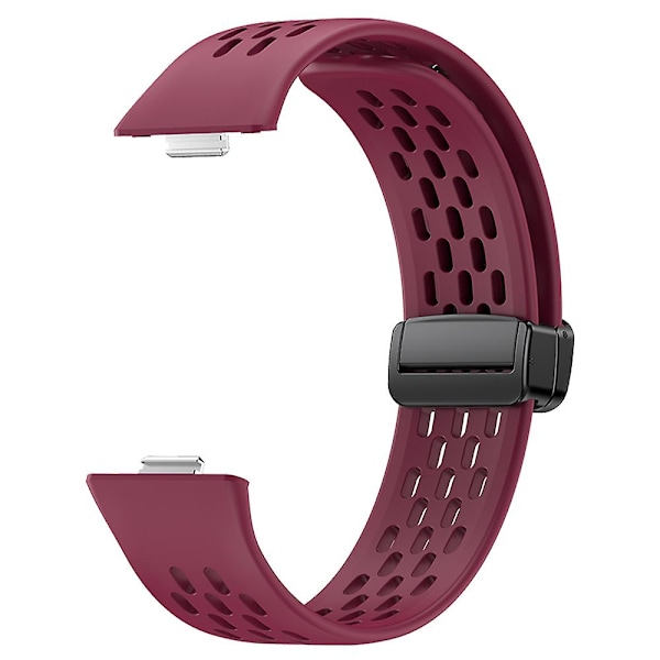 Huawei Watch Fit 3 -silikoniranneke, ontto hihna magneettisella taittolukolla Wine Red