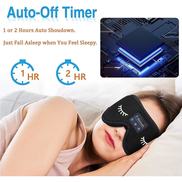 Sleep kuulokkeet Bluetooth, Sleep Music Eye Mask, 3d Bluetooth 5.0 langattomat nukkuvat kuulokkeet