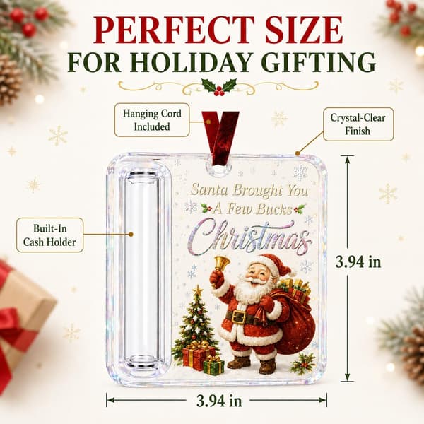 Julpynt för kontantgåvor, akrylhållare för pengar (4 st) Christmas Tree
