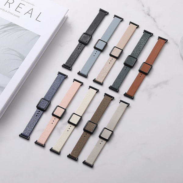 20 mm läderklockarmband för Samsung Galaxy Watch6 Classic 47 mm 43 mm, med magnetiskt viklås Linen Blue Black Buckle