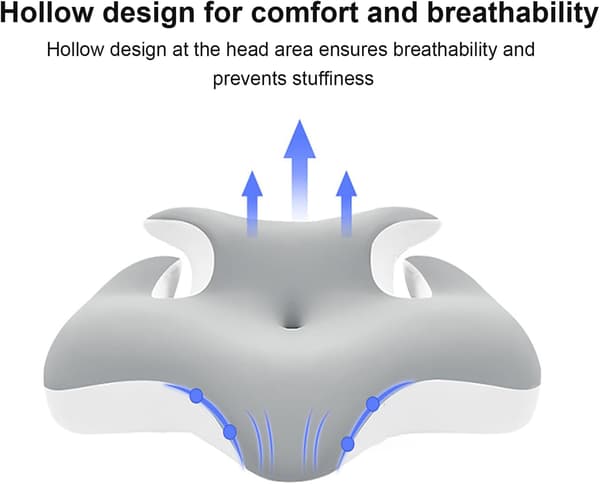 Memory Foam Cervical Nackkudde för Sömn, Andningsbart Kylande Örngott (Grå) Grey