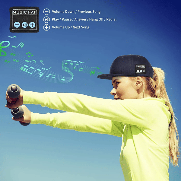 Bluetooth Dual-høyttaler Baseballcaps, Utendørs Sport Solskjerm (Grå)