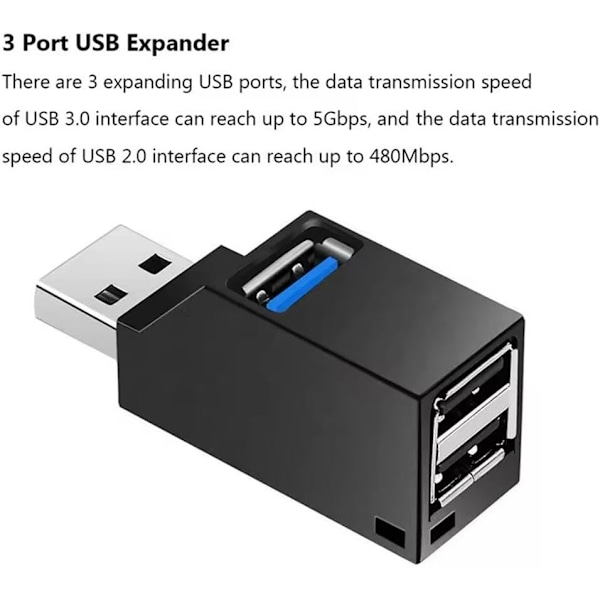 Usb C Hub Multiport Adapter, 3-Port Höghastighets Mini Usb 3.0 Usb 2.0 Splitter - 2P