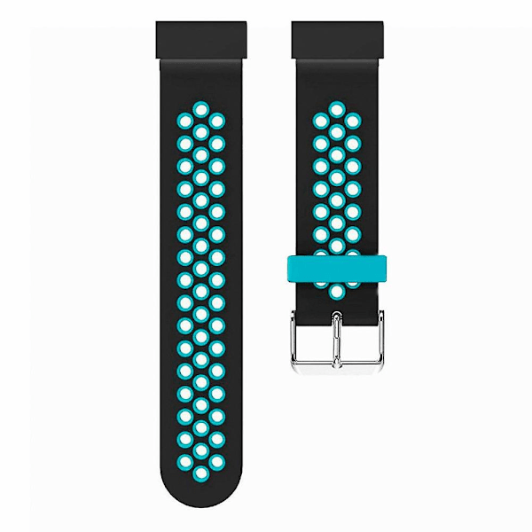20 mm PC-anslutning silikon dubbla färger andningsbar klockarmband för Garmin Fenix 7s/6s/5s Black Blue