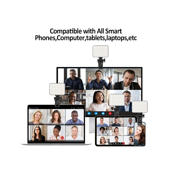 Genopladelig Selfie Lys Fyldlys Med Klips Til Mobiltelefoner Laptops Tablets Velegnet Til Videokonference Lys