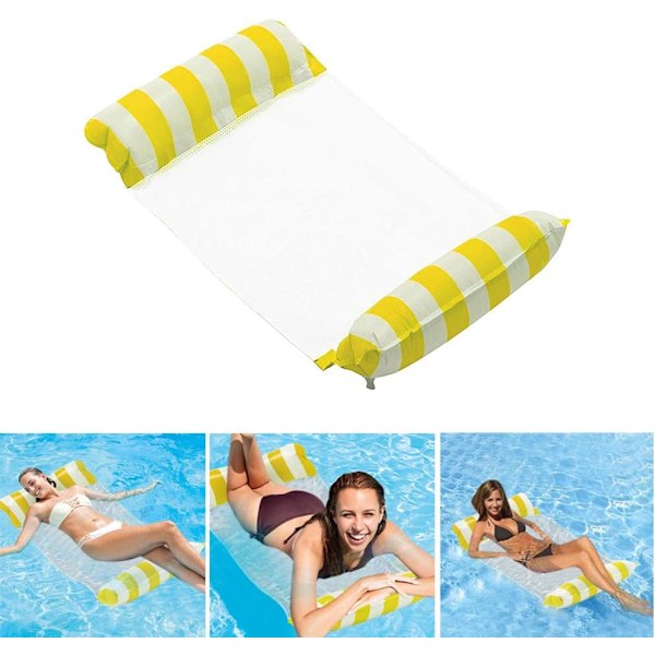 Oppustelig badeflyder til pool, 4-i-1 vandflydende stol rafts (Gul)