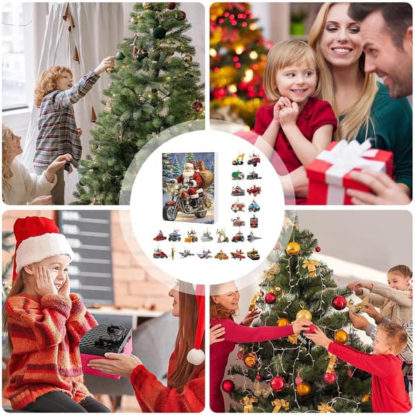 Adventskalender 2D Bil Akryl Nøglering Sæt, 24 Dages Nedtælling 3
