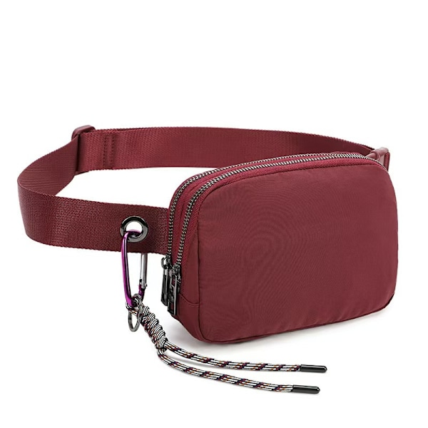 Unisex Mini Bältesväska med Justerbar Rem Liten Midjeväska för Träning Löpning Resor Vandring Vinröd