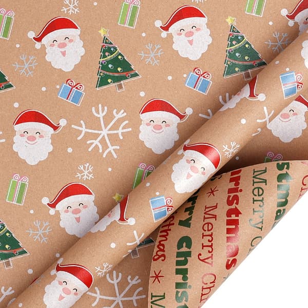 Presentpappersrulle - Vändbart julpapper, 17 tum x 33 fot (03)