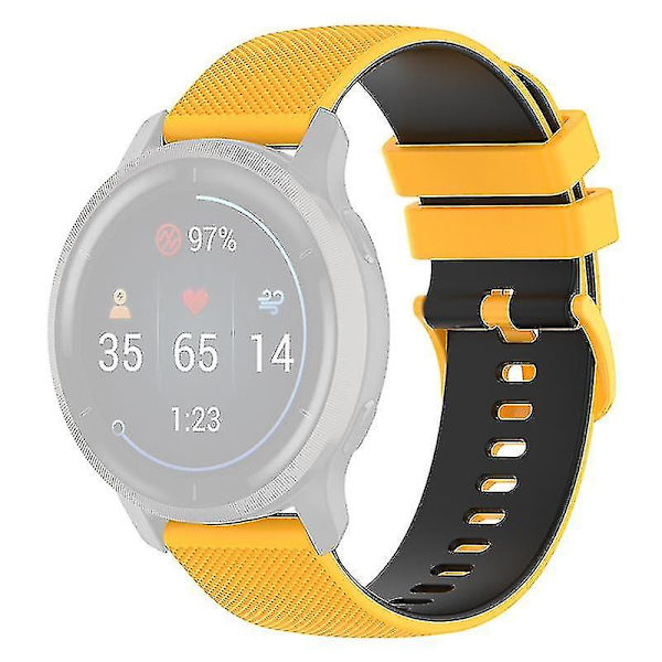 För Garmin Venu2 Plus/Venu Sq/Vivomove Grid Textur Silikon Armband 20mm Tvåfärgat Armband Yellow Black F Garmin Venu 2 Plus