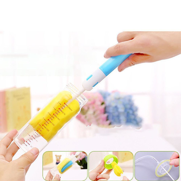 Bottle Brush Cleaner, Set med 7, Silikon lång svampflaskborste Blue