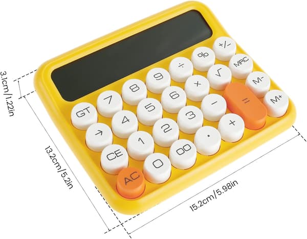 12-cifret mekanisk switch-lommeregner med stort LCD-display (lyserød)