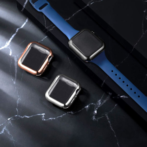 3-pack kompatibla med Apple Watch-fodral 38 mm, mjukt HD-skärmskydd med hög känslighet för iWatch Series 3/2/1 38 mm (3 transparenta) Black/Silver/Rose Gold   44 mm