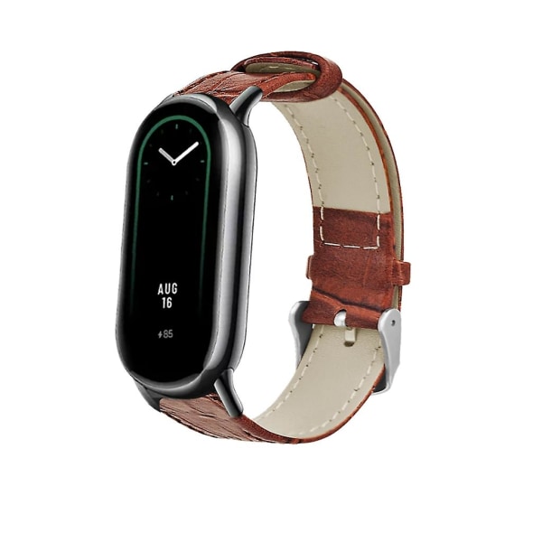 Andningsbar PU-rem för Mi 8/8 NFC Smartwatch med slitstark loop Moderiktigt armband Brown Slub pattern