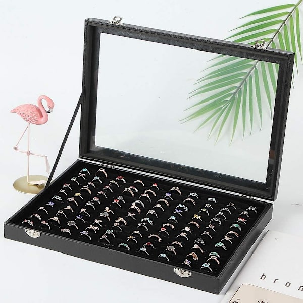 Ring Hållare, Ring Case, 100 Slot Ring Box Förvaring Organizer Smycken Ring Display
