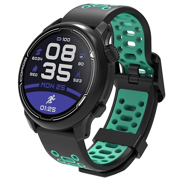 Dubbelfärgat 20 mm silikonarmband för Coros Pace 2/Garmin vivoactive 5/GarminActive 5/Venu Sq 2 Black Lake Blue