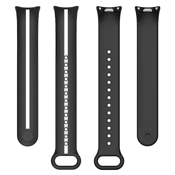 Myk silikon klokkestropp for Xiaomi Smart Band 8 tofarget justerbar håndleddsstropp med spenne Black  White