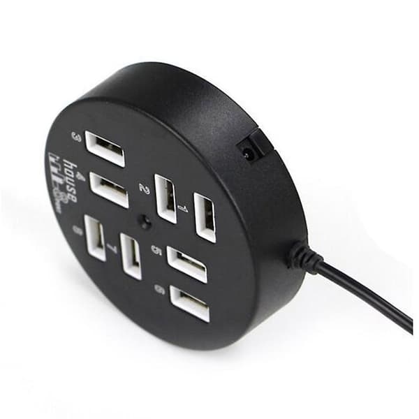 8 Ports Box Multi Dataöverföring USB 2.0 Hub Rund Form Multi-port Black