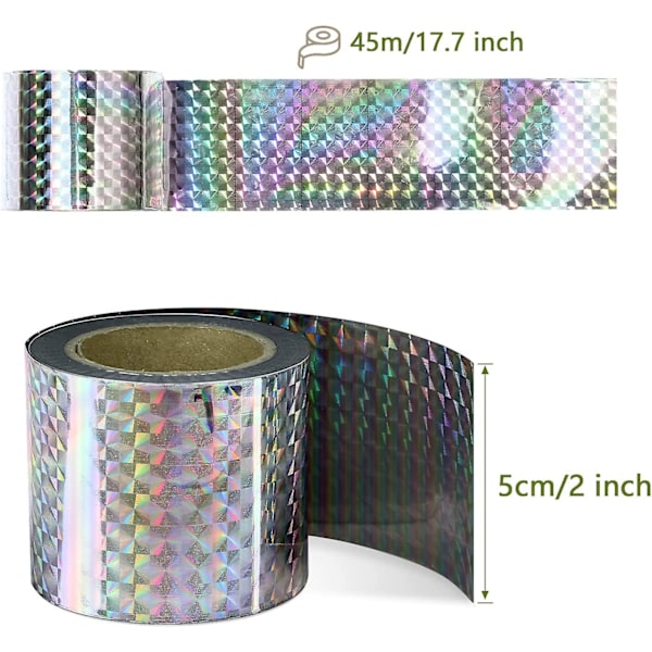 45m Anti Pigeon Bird Repeller Tape Dobbeltsidet Anti Bird Repellent Tape Skinnende holografisk fugleafvisende tape til at skræmme fugle Fugleskræmmere fugle