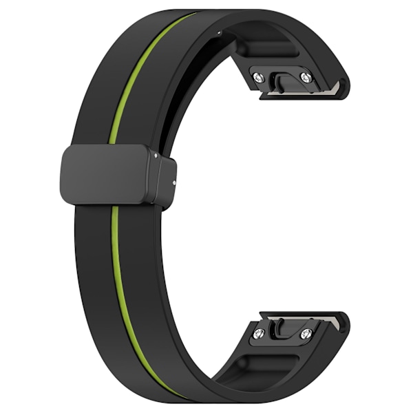 20mm silikoneurrem til Garmin Fenix 7s/6s/5s, magnetisk rem sort spænde dobbelt farve Black Green