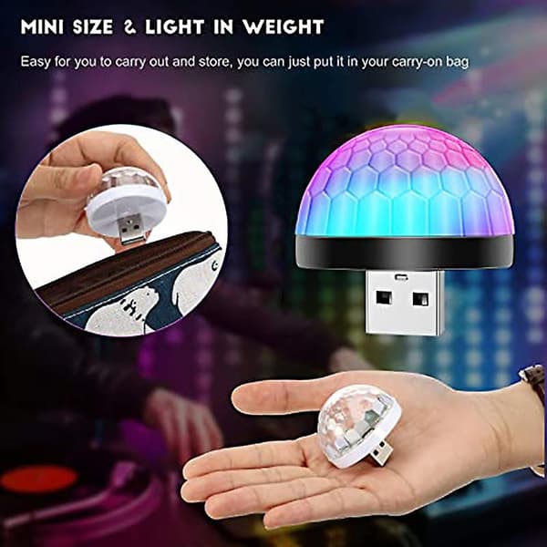 4 stk USB Mini Diskokulelys DJ Kule Festeblink