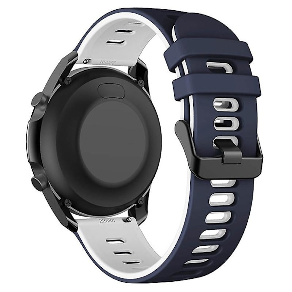 22mm kaksinkertainen väri silikoniranneke Samsung Galaxy Watch3 45mm / Garmin Venu 3 Midnight Blue White