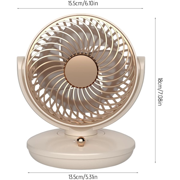 Bordventilator - 3-Hastigheds Luftcirkulationsventilator, 22Db Lav Støj, 90° Rotation Med Luftfugter - Grøn