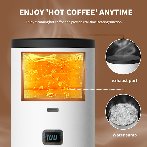 Bärbar Kaffemaskin, Digital Display Pumptyp 3-I-1 Kapselkaffemaskin (Grå)