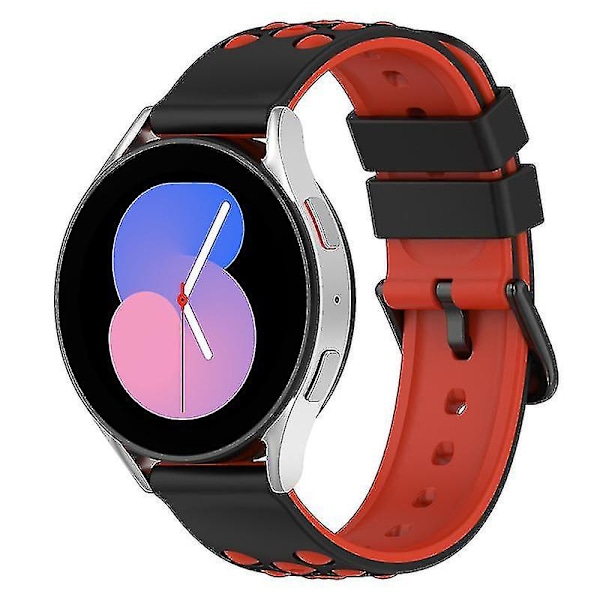 Samsungille, Huaweille, Huamille, Polarille Yleiskäyttöinen Kellohihna 20mm Kellohihna Monilla Pyöreillä Reijillä Black Red D Samsung Galaxy Watch4