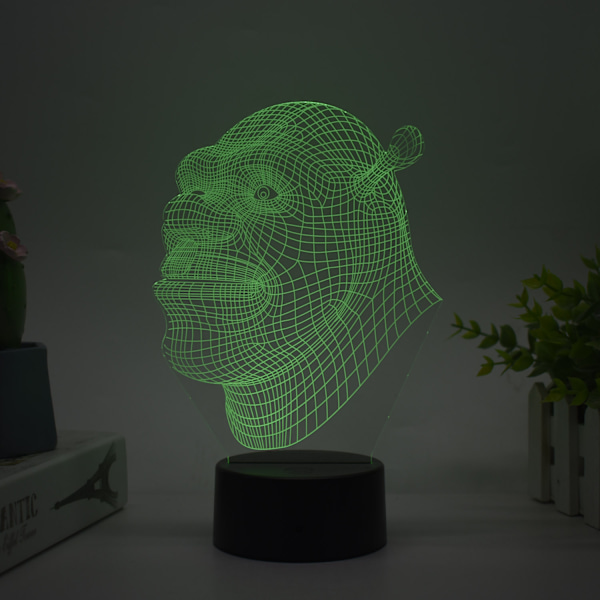 3D nattlampa kreativ ljusmålning dekoration prydnadsföremål för barnpresenter Sprucken cirkulär Shrek 16 color remote control