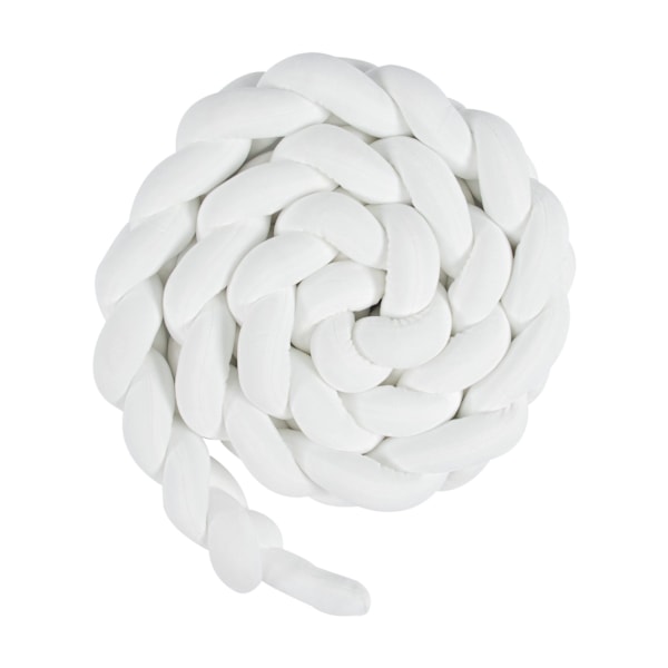 Sengebeskytterfletning, tremmesengsbeskyttelse 3-strenget fletningsdesign (hvid)