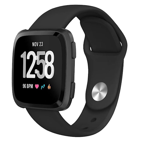 Enkel rullad silikonklockarmband för Fitbit Versa 1/2/Lite ersättningsband Black A Fitbit Versa