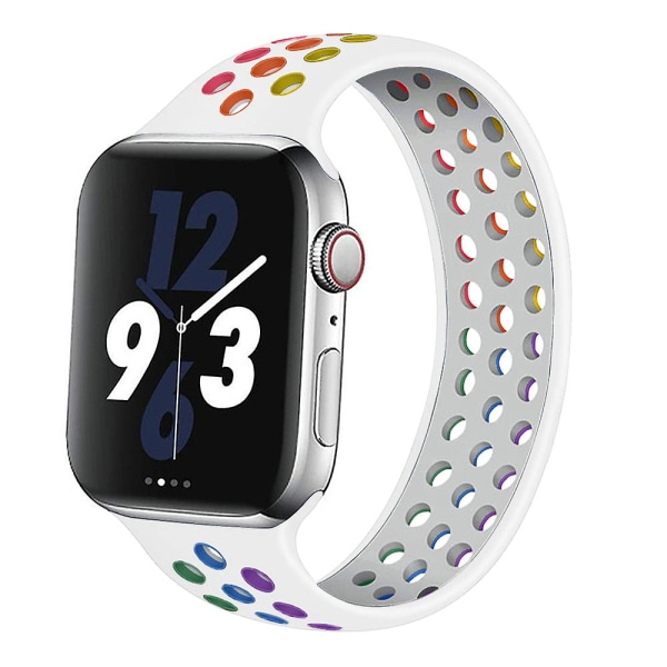 Solo-løkkerem til Apple Watch-bånd 44 mm 40 mm 38 mm 42 mm åndbar silikone elastisk bæltearmbånd Iwatch Series 3 4 5 Se 6 38mm or 40mmS pride white