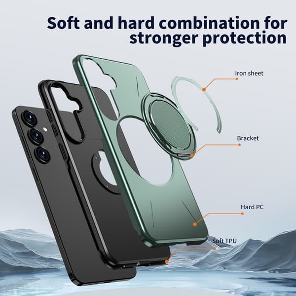 Etui til Samsung Galaxy S24, roterende støtteben TPU + PC (grønn)