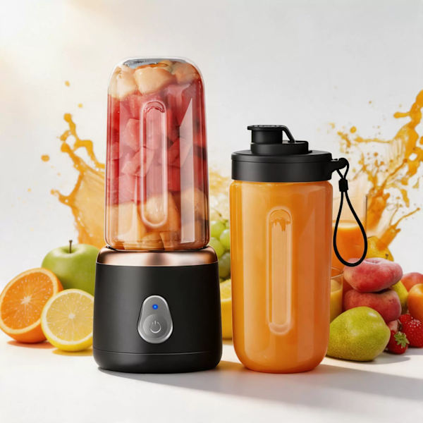 Blender, 10-bladet med bærbar kop, One-Button Start, 400ml (Sort)