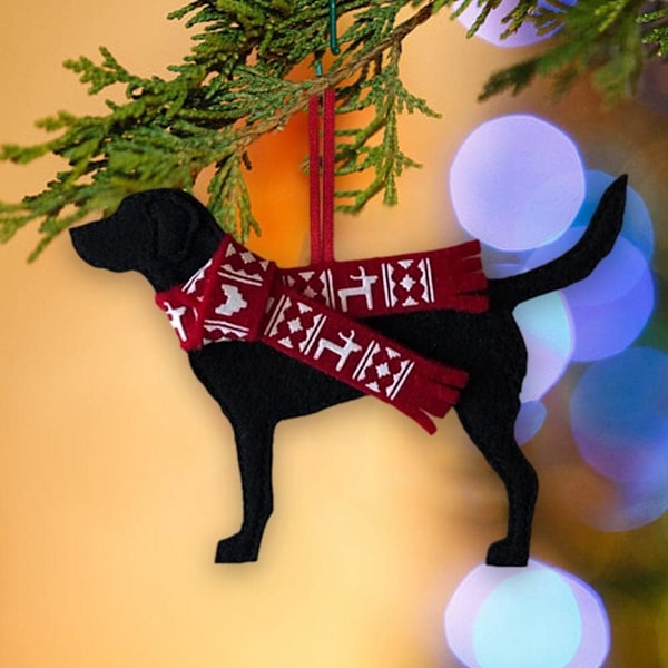 Julepynt, Sorte Retriever Gaver, Juledekoration til Hund, Jul C